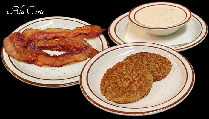 A La Carte on Breakfast Menu at Three Sisters Tavern and Grill